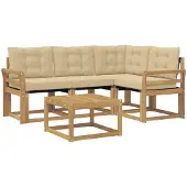 vidaXL Buiten bank set 5 st Wit en Beige
