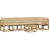 vidaXL Buiten bank set 7 st Wit en Beige
