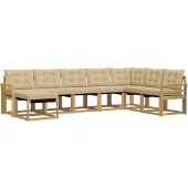 vidaXL Buiten bank set 8 st Wit en Beige