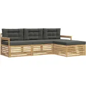 vidaXL Buiten bank set 4 st Wit en antracietkleurig Polyester