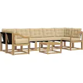 vidaXL Buiten bank set 8 st Wit en Beige