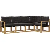vidaXL Buiten bank set 5 st Wit en zwart
