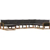 vidaXL Buiten bank set 8 st Naturel en Zwart Massief Acacia Hout
