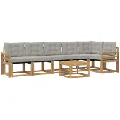 vidaXL Buiten bank set 7 st Wit en Lichtgrijs
