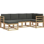 vidaXL Buiten bank set 6 st Wit en antracietkleurig Polyester