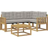 vidaXL Buiten bank set 5 st Wit en Lichtgrijs