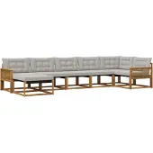 vidaXL Buiten bank set 7 st Naturel en lichtgrijs Massief Acacia Hout
