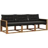 vidaXL Buiten bank set 3 st Naturel en Zwart