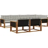 vidaXL Buiten bank set 7 st Naturel en lichtgrijs