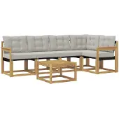 vidaXL Buiten bank set 6 st Wit en Lichtgrijs