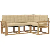 vidaXL Buiten bank set 4 st Wit en Beige