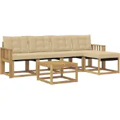 vidaXL Buiten bank set 6 st Wit en Beige