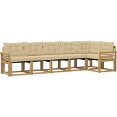 vidaXL Buiten bank set 6 st Wit en Beige