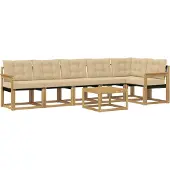 vidaXL Buiten bank set 7 st Wit en Beige