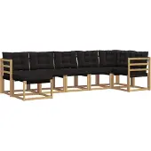 vidaXL Buiten bank set met kussen 7 pcs Wit en zwart