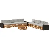 vidaXL Buiten bank set 9 st Naturel en lichtgrijs Polyester