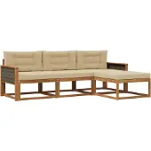 vidaXL Buiten bank set 4 st Natuurlijk en Beige