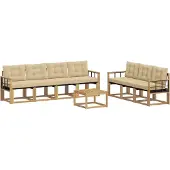vidaXL Buiten bank set 8 st Wit en Beige