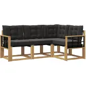 vidaXL Buiten bank set 4 st Wit en zwart