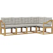 vidaXL Buiten bank set 5 st Wit en Lichtgrijs