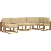 vidaXL Buiten bank set 7 st Wit en Beige Polyester