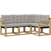 vidaXL Buiten bank set 4 st Wit en Lichtgrijs