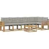 vidaXL Buiten bank set 7 st Wit en Lichtgrijs