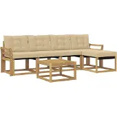 vidaXL Buiten bank set 6 st Wit en Beige