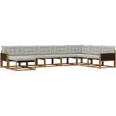 vidaXL Buiten bank set 8 st Naturel en lichtgrijs Massief Acacia Hout