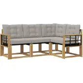 vidaXL Buiten bank set 4 st Wit en Lichtgrijs