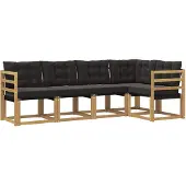 vidaXL Buiten bank set 5 st Wit en zwart