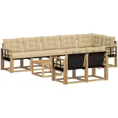 vidaXL Buiten bank set 9 st Wit en Beige