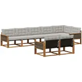 vidaXL Buiten bank set 8 st Naturel en lichtgrijs