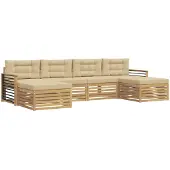 vidaXL Buiten bank set 6 st Wit en Beige Massief Acacia Hout