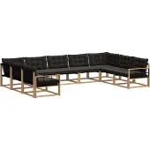 vidaXL Buiten bank set 9 st Wit en zwart