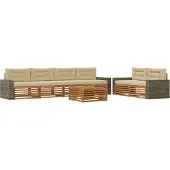 vidaXL Buiten bank set 7 st Natuurlijk en Beige Polyester
