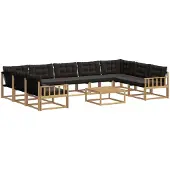 vidaXL Buiten bank set 10 st Wit en zwart