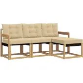 vidaXL Buiten bank set 4 st Wit en Beige