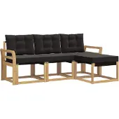 vidaXL Buiten bank set 4 st Wit en zwart
