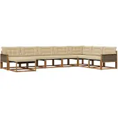 vidaXL Buiten bank set 8 st Natuurlijk en Beige Massief Acacia Hout