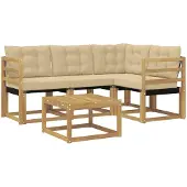 vidaXL Buiten bank set 5 st Massief Acaciahout en Textilene