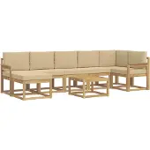 vidaXL Buiten bank set 8 st Wit en Beige Polyester