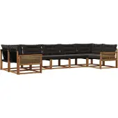 vidaXL Buiten bank set 7 st Naturel en Zwart