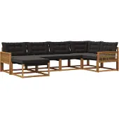 vidaXL Buiten bank set 6 st Naturel en Zwart Massief Acacia Hout