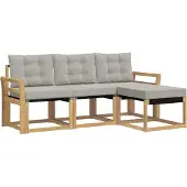 vidaXL Buiten bank set 4 st Wit en Lichtgrijs
