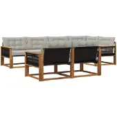 vidaXL Buiten bank set 7 st Naturel en lichtgrijs