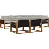 vidaXL Buiten bank set 7 st Naturel en lichtgrijs