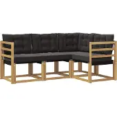 vidaXL Buiten bank set 4 st Wit en zwart
