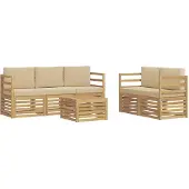 vidaXL Buiten bank set 6 st Wit en Beige Polyester