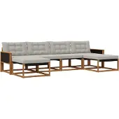 vidaXL Buiten bank set 6 st Naturel en lichtgrijs